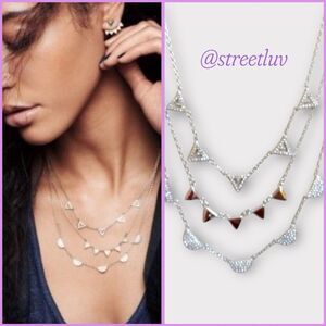 Stella & Dot Silver Pave Chevron Necklace Versatile